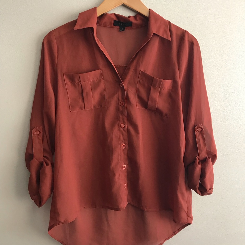 Sheer Button Down Top